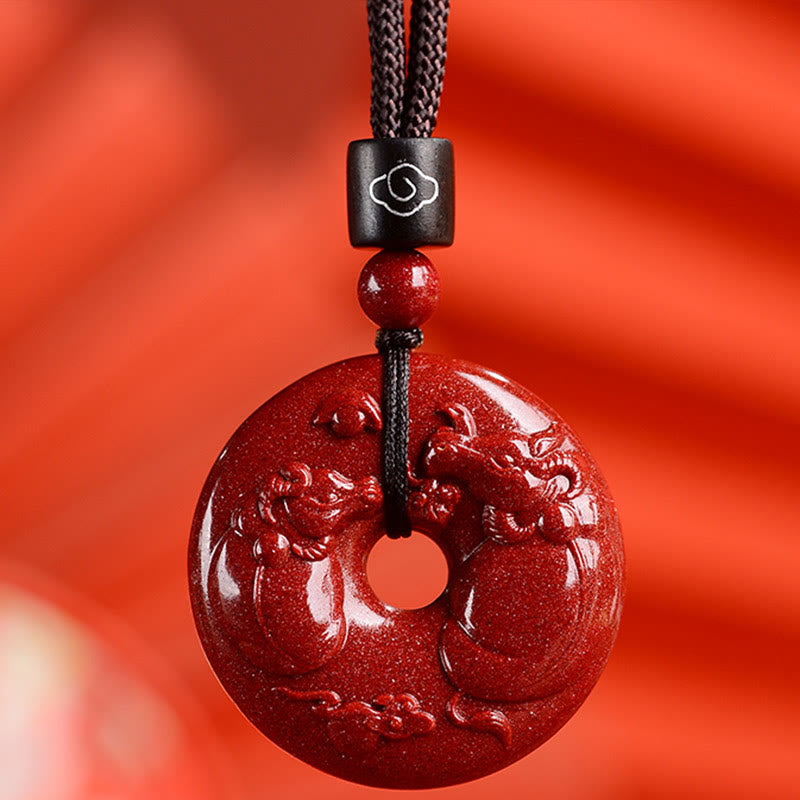 Nimara Ritual Chinese Zodiac Cinnabar Peace Buckle Calm Necklace Pendant