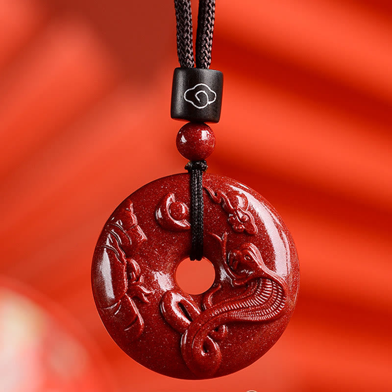 Nimara Ritual Chinese Zodiac Cinnabar Peace Buckle Calm Necklace Pendant