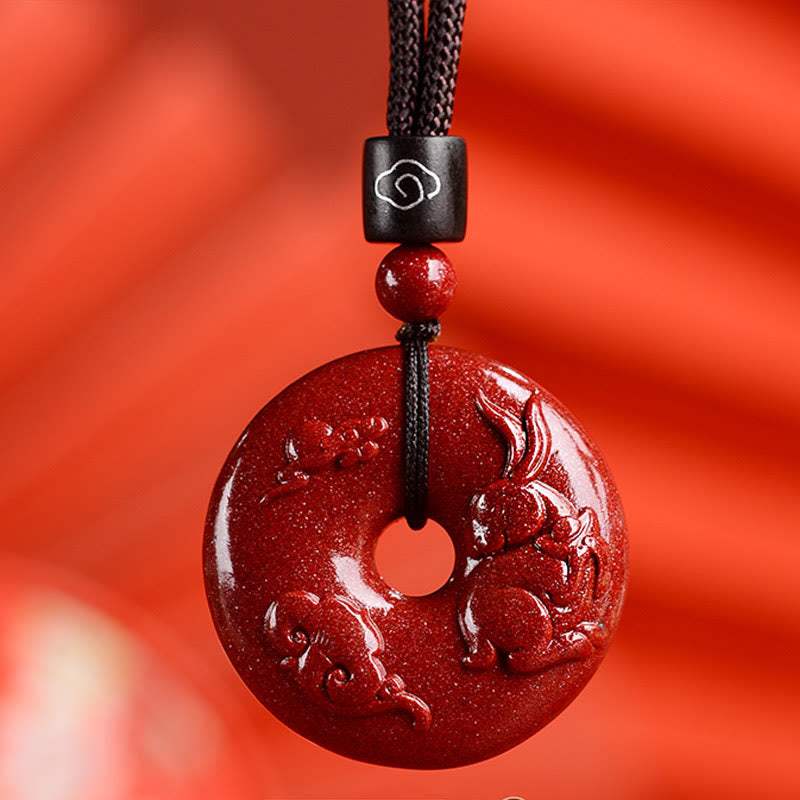 Nimara Ritual Chinese Zodiac Cinnabar Peace Buckle Calm Necklace Pendant