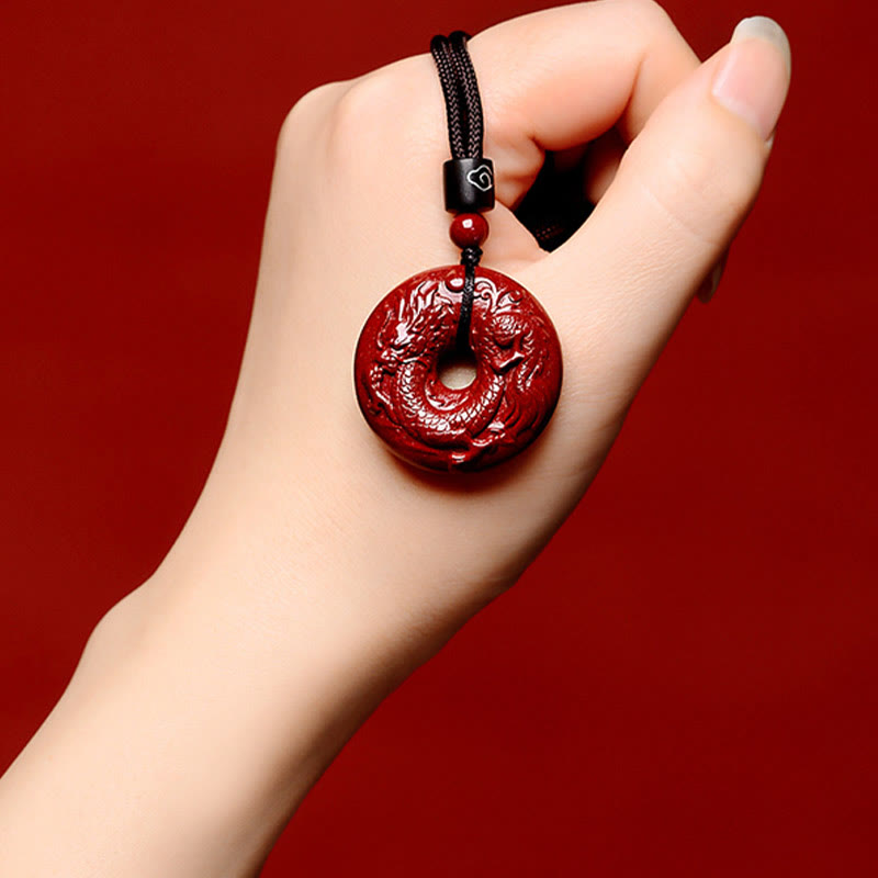 Nimara Ritual Chinese Zodiac Cinnabar Peace Buckle Calm Necklace Pendant