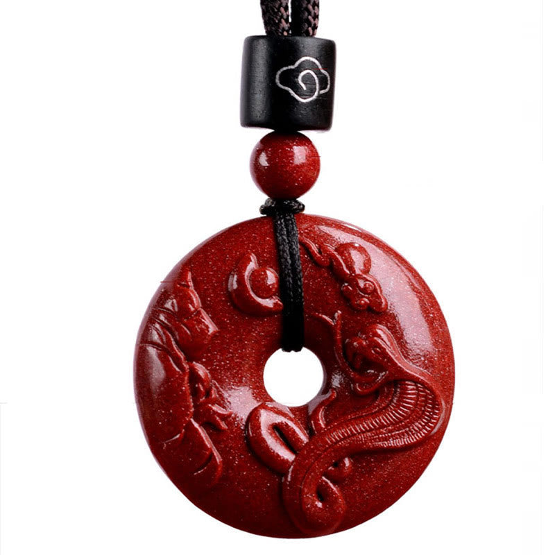 Nimara Ritual Chinese Zodiac Cinnabar Peace Buckle Calm Necklace Pendant