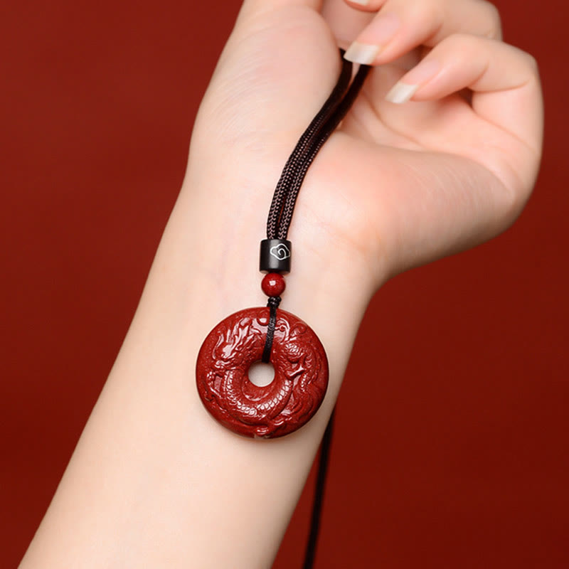 Nimara Ritual Chinese Zodiac Cinnabar Peace Buckle Calm Necklace Pendant