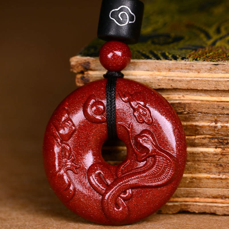Nimara Ritual Chinese Zodiac Cinnabar Peace Buckle Calm Necklace Pendant