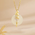 Nimara Ritual Hetian Jade 925 Sterling Silver Wheat Luck Necklace Pendant