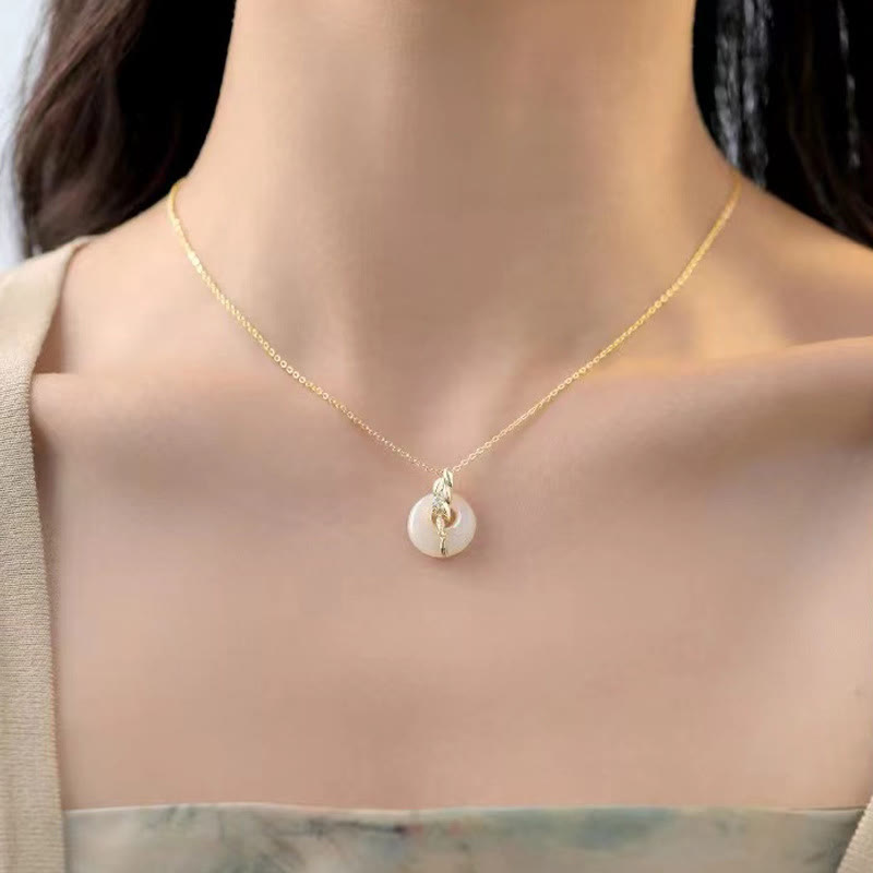 Nimara Ritual Hetian Jade 925 Sterling Silver Wheat Luck Necklace Pendant