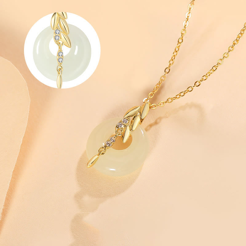 Nimara Ritual Hetian Jade 925 Sterling Silver Wheat Luck Necklace Pendant