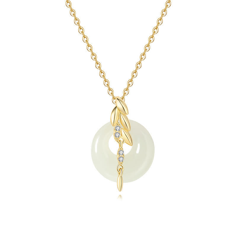 Nimara Ritual Hetian Jade 925 Sterling Silver Wheat Luck Necklace Pendant