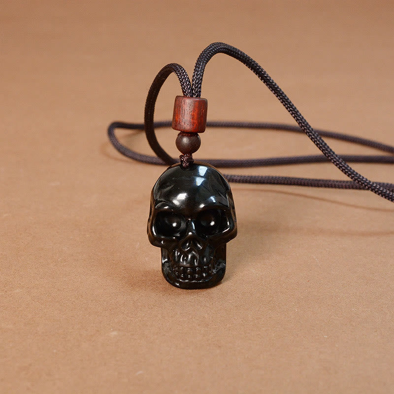 Nimara Ritual Black Obsidian String Skeleton Fulfilment Necklace Pendant