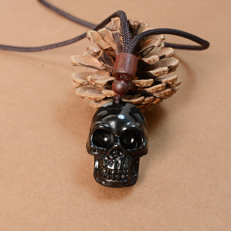 Nimara Ritual Black Obsidian String Skeleton Fulfilment Necklace Pendant