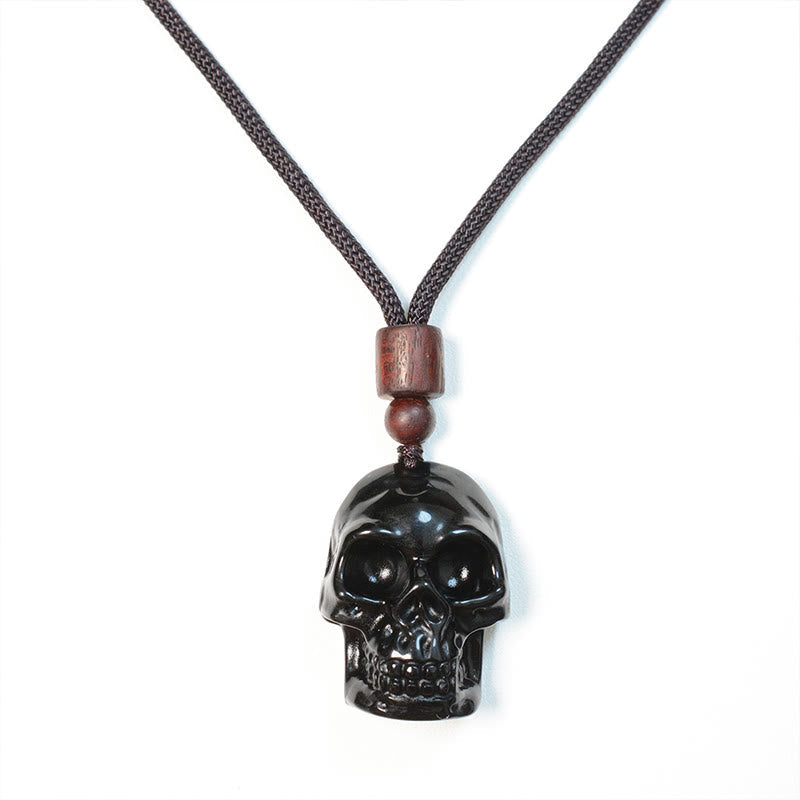 Nimara Ritual Black Obsidian String Skeleton Fulfilment Necklace Pendant