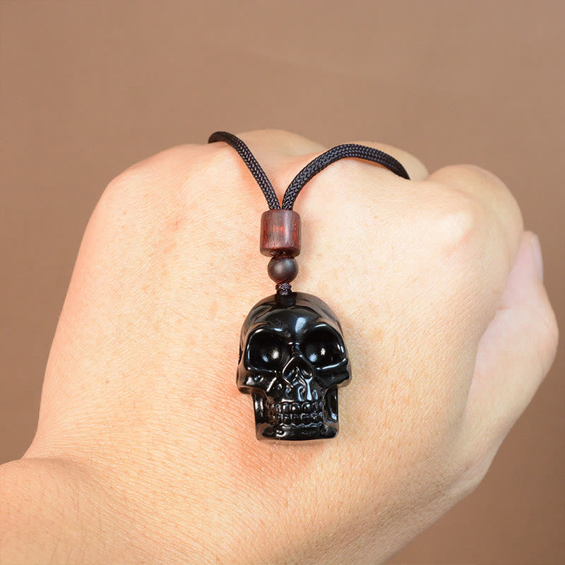 Nimara Ritual Black Obsidian String Skeleton Fulfilment Necklace Pendant