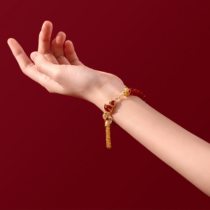 Nimara Ritual Red Agate Year Of The Snake Gourd Luck Bracelet Necklace Pendant