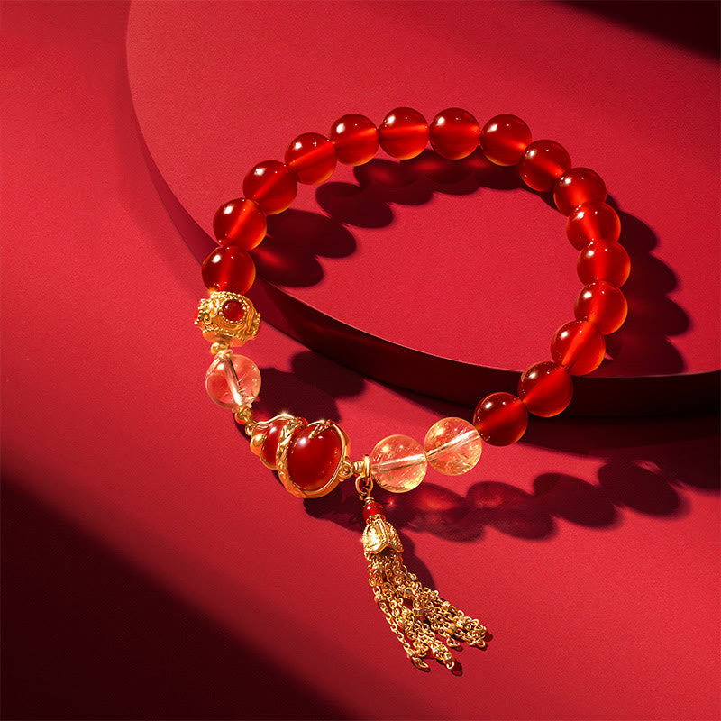 Nimara Ritual Red Agate Year Of The Snake Gourd Luck Bracelet Necklace Pendant