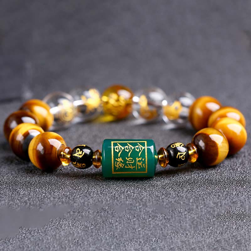 Nimara Ritual Chinese Zodiac Tiger Eye White Crystal Courage Bracelet