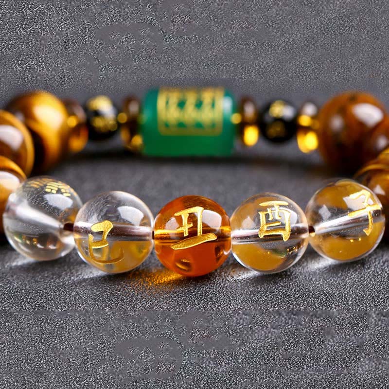 Nimara Ritual Chinese Zodiac Tiger Eye White Crystal Courage Bracelet