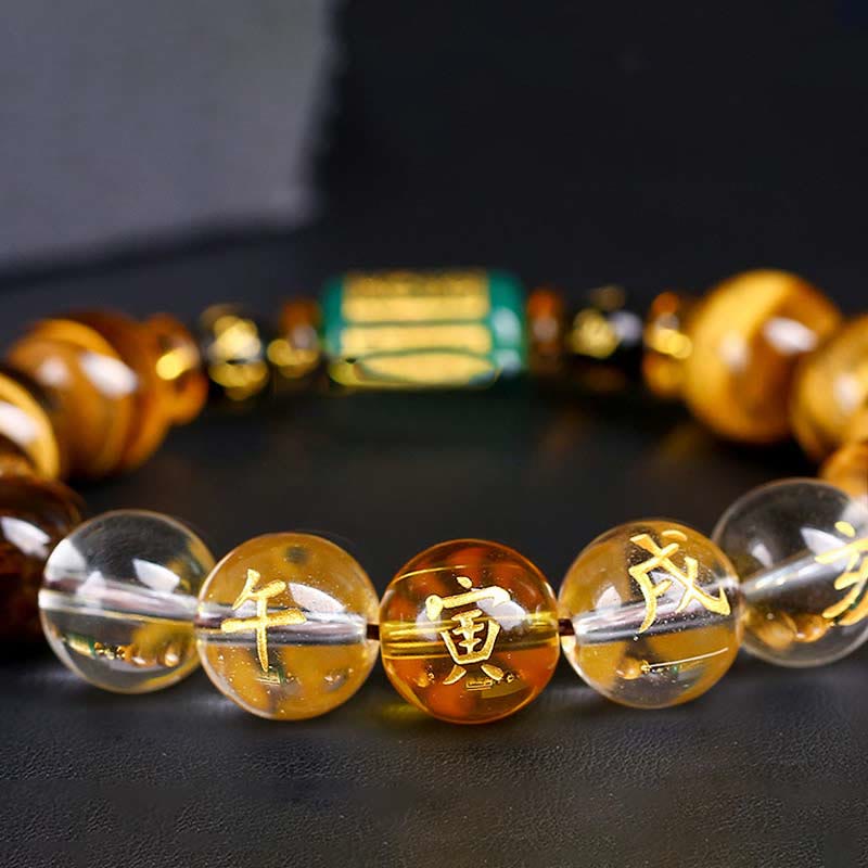 Nimara Ritual Chinese Zodiac Tiger Eye White Crystal Courage Bracelet