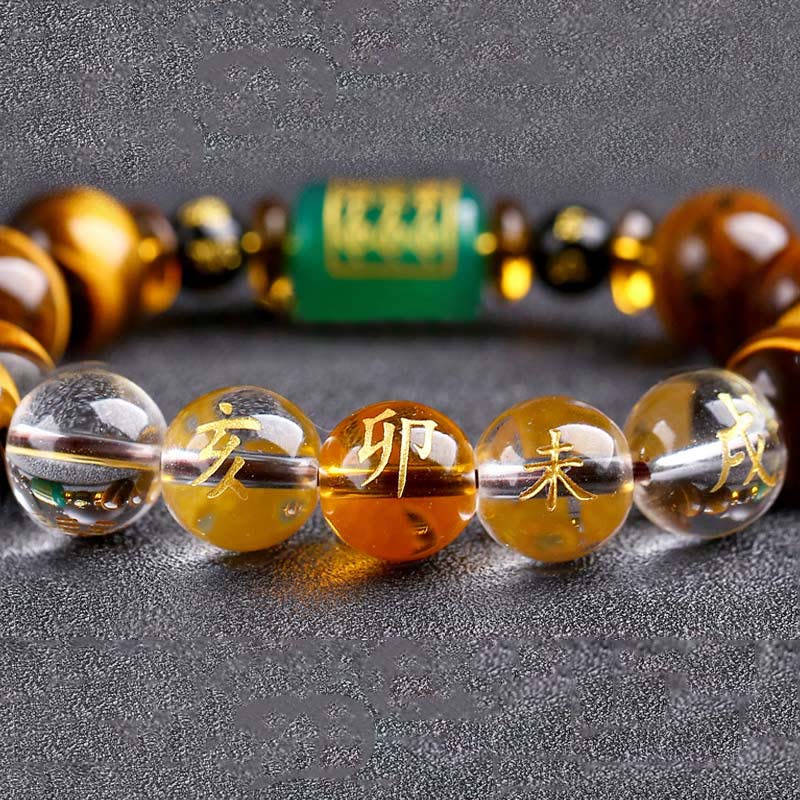 Nimara Ritual Chinese Zodiac Tiger Eye White Crystal Courage Bracelet
