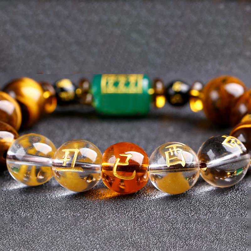 Nimara Ritual Chinese Zodiac Tiger Eye White Crystal Courage Bracelet