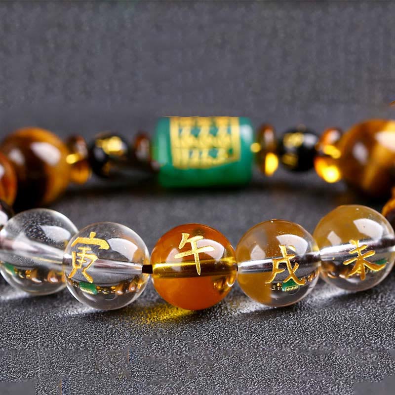 Nimara Ritual Chinese Zodiac Tiger Eye White Crystal Courage Bracelet