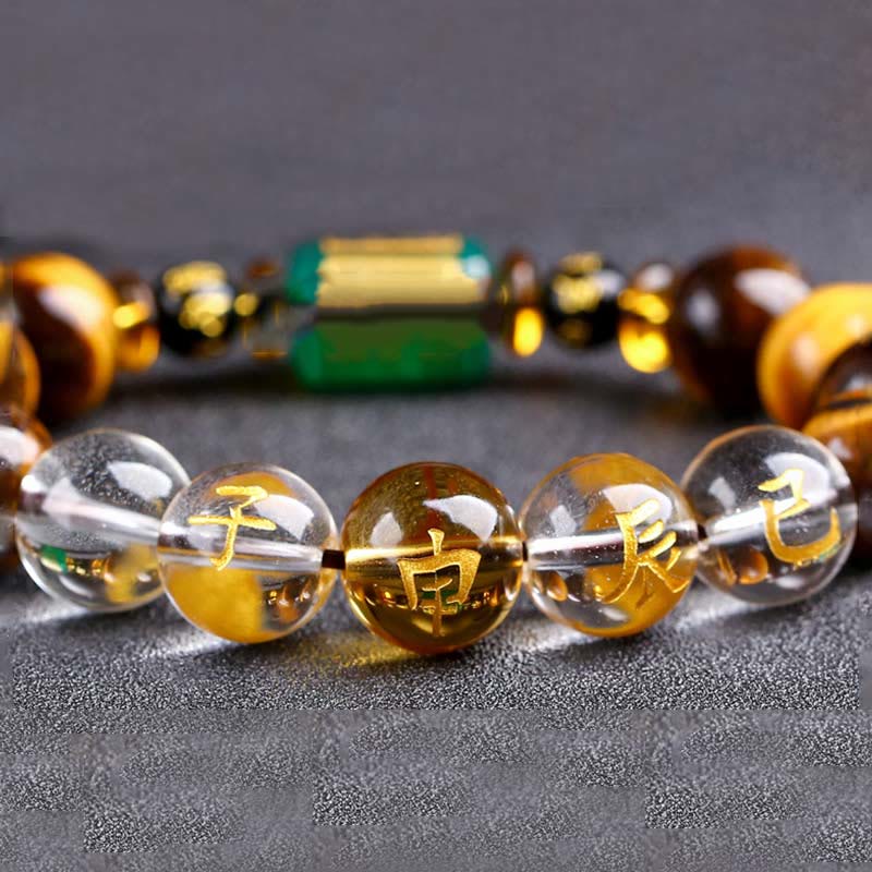 Nimara Ritual Chinese Zodiac Tiger Eye White Crystal Courage Bracelet