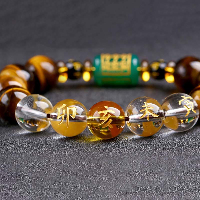 Nimara Ritual Chinese Zodiac Tiger Eye White Crystal Courage Bracelet