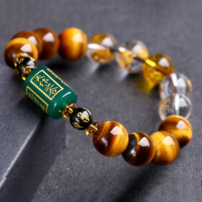 Nimara Ritual Chinese Zodiac Tiger Eye White Crystal Courage Bracelet