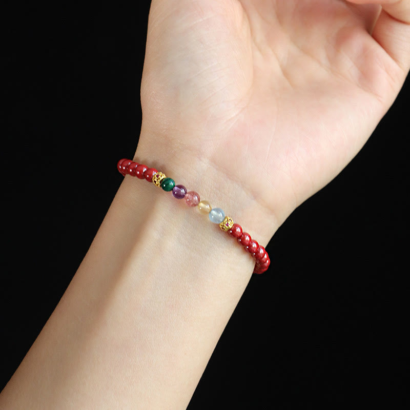 Nimara Ritual Cinnabar Aquamarine Citrine Strawberry Quartz Amethyst Malachite Blessing Bracelet