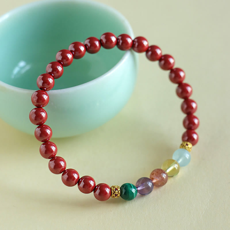 Nimara Ritual Cinnabar Aquamarine Citrine Strawberry Quartz Amethyst Malachite Blessing Bracelet