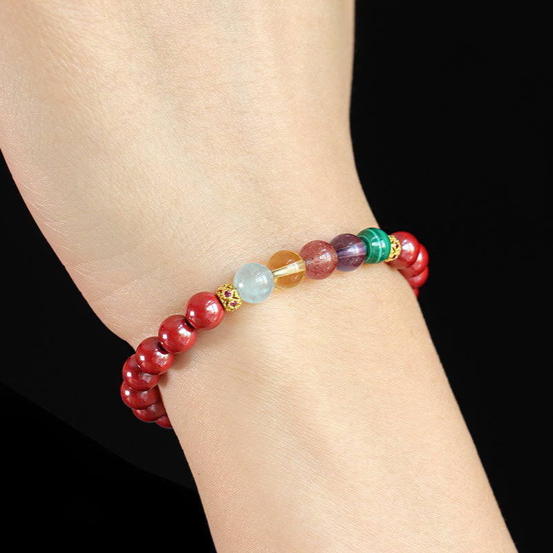 Nimara Ritual Cinnabar Aquamarine Citrine Strawberry Quartz Amethyst Malachite Blessing Bracelet