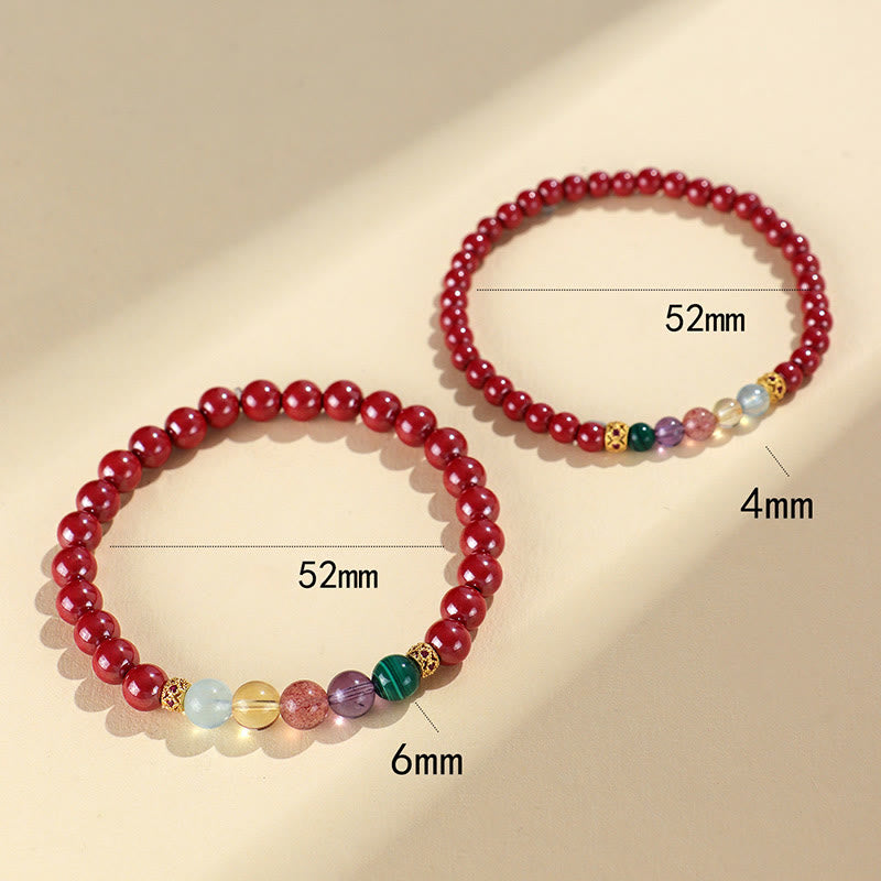 Nimara Ritual Cinnabar Aquamarine Citrine Strawberry Quartz Amethyst Malachite Blessing Bracelet