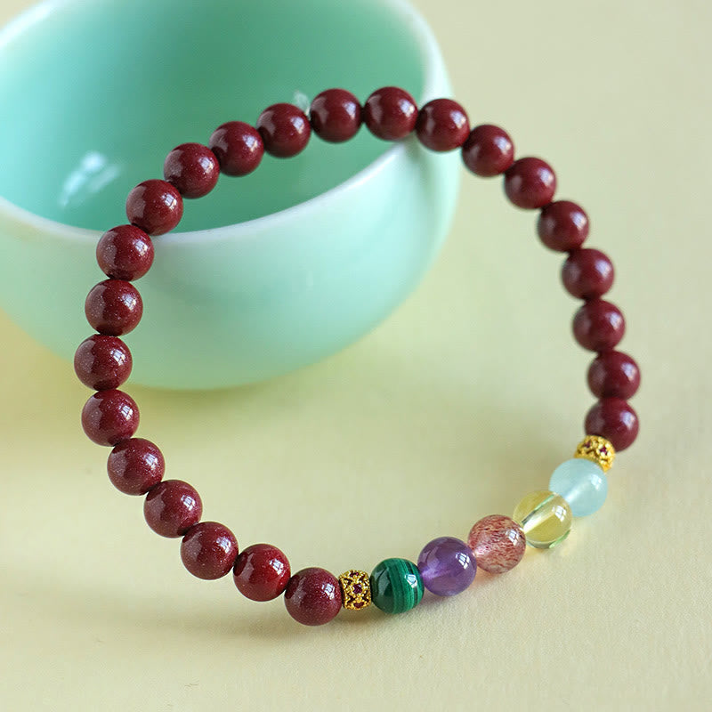 Nimara Ritual Cinnabar Aquamarine Citrine Strawberry Quartz Amethyst Malachite Blessing Bracelet