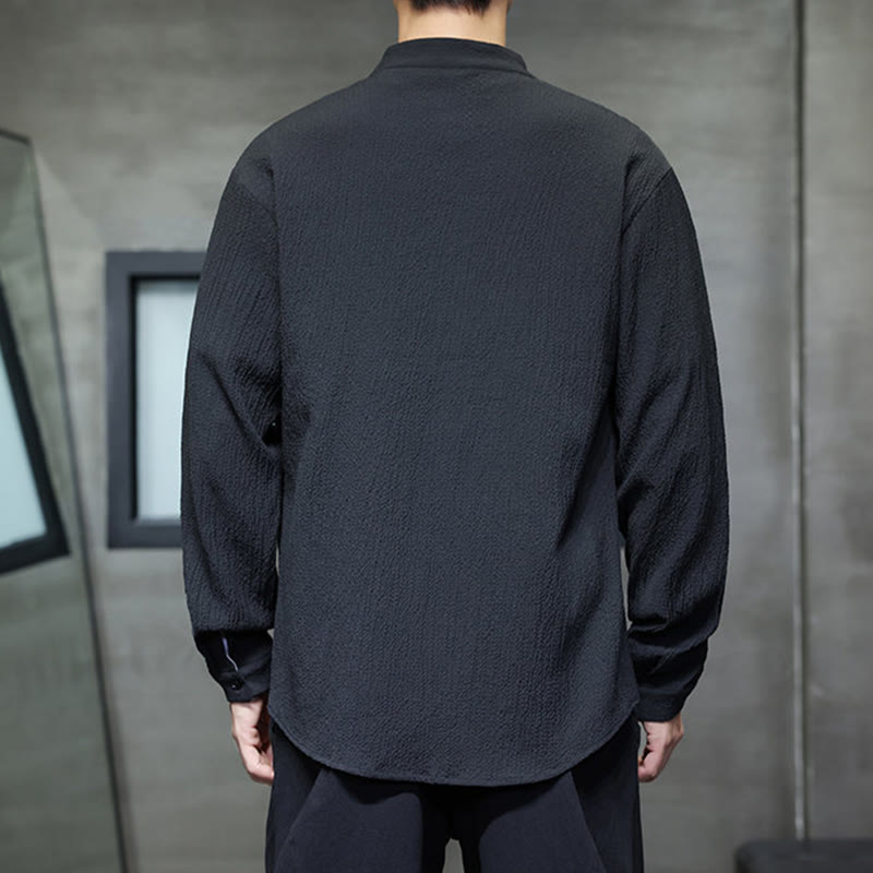 Nimara Ritual Fall Solid Color Men's Button Long Sleeve Shirt Clothing