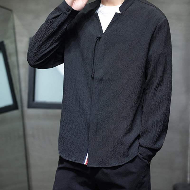 Nimara Ritual Fall Solid Color Men's Button Long Sleeve Shirt Clothing