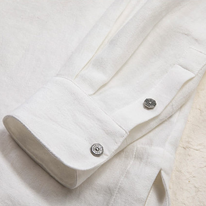 Nimara Ritual V-Neck Men's Linen Long Sleeve Shirt Zen Clothing