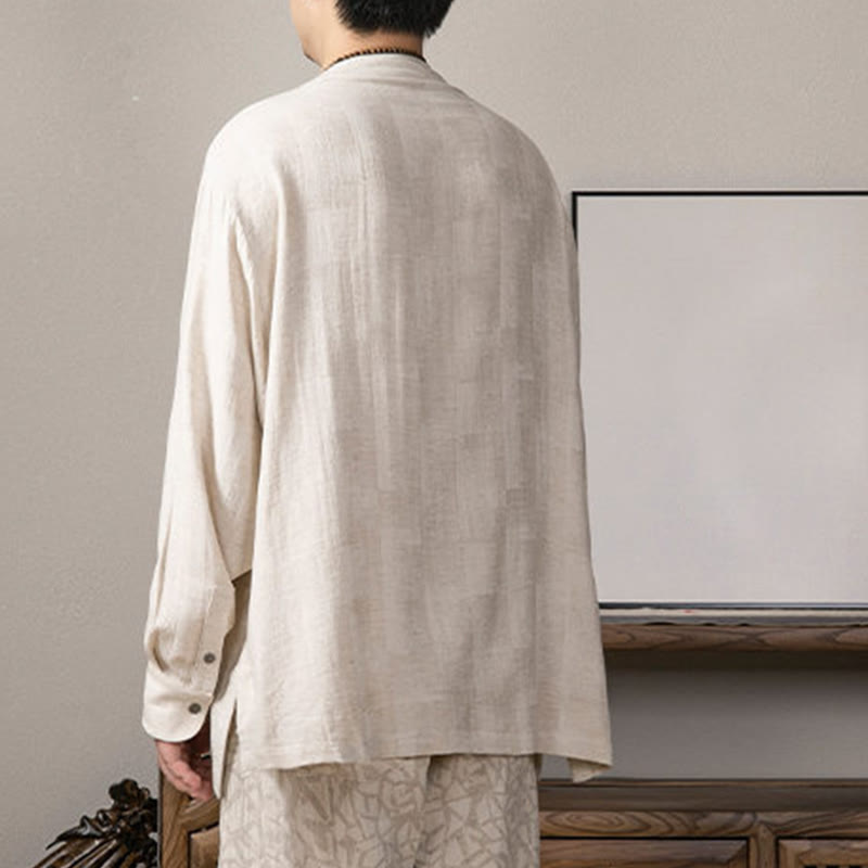 Nimara Ritual V-Neck Men's Linen Long Sleeve Shirt Zen Clothing