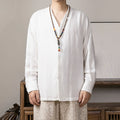 Nimara Ritual V-Neck Men's Linen Long Sleeve Shirt Zen Clothing