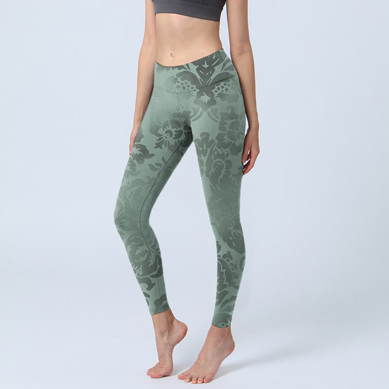 Nimara Ritual Casual Flower Leaves Print Gym Fitness Leggings Women's Yoga Pants