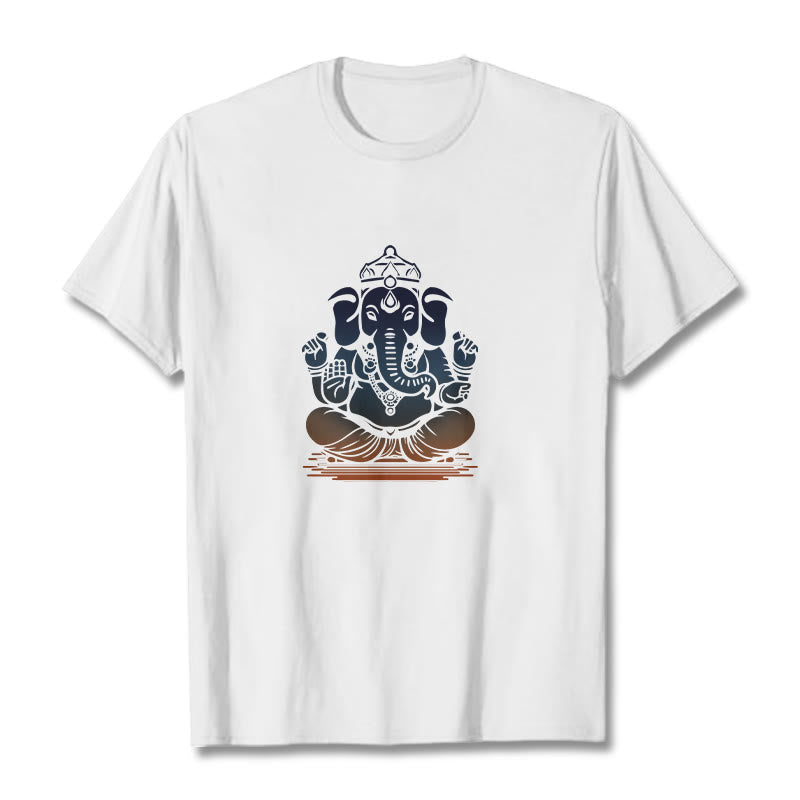 Nimara Ritual Meditating Ganesh Elephant Pattern Tee T-shirt