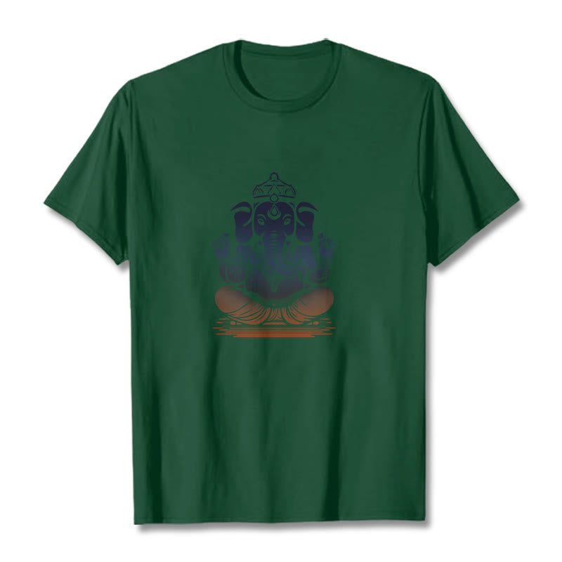 Nimara Ritual Meditating Ganesh Elephant Pattern Tee T-shirt