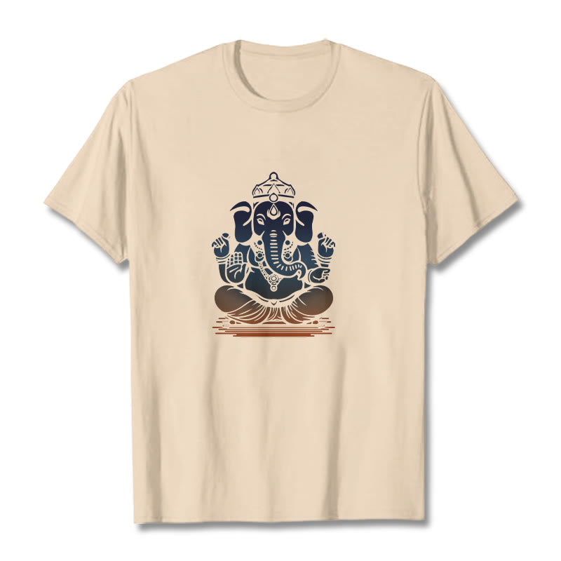 Nimara Ritual Meditating Ganesh Elephant Pattern Tee T-shirt