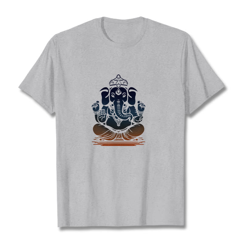 Nimara Ritual Meditating Ganesh Elephant Pattern Tee T-shirt