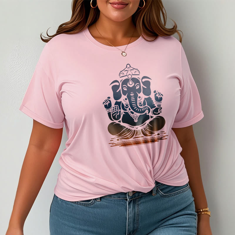 Nimara Ritual Meditating Ganesh Elephant Pattern Tee T-shirt