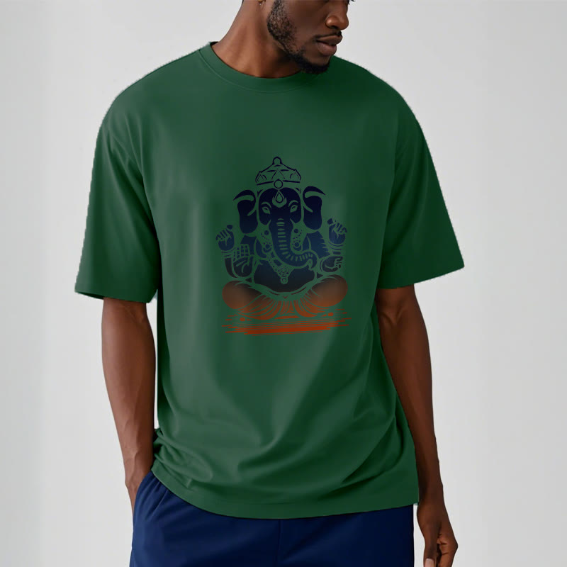 Nimara Ritual Meditating Ganesh Elephant Pattern Tee T-shirt