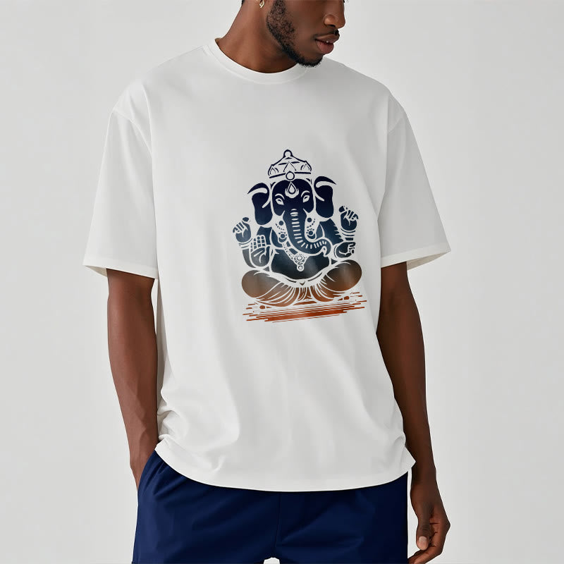 Nimara Ritual Meditating Ganesh Elephant Pattern Tee T-shirt