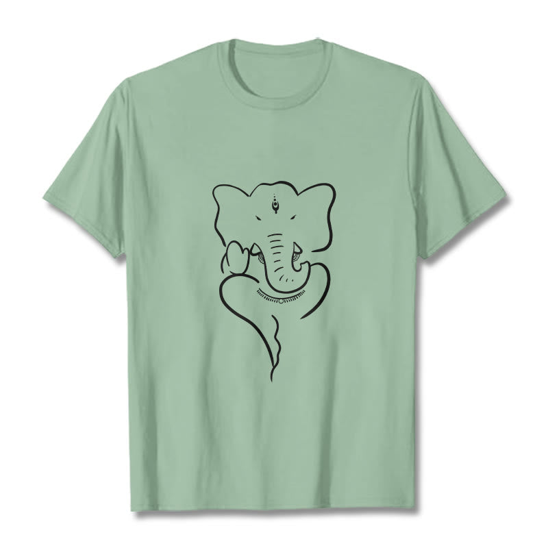 Nimara Ritual Ganesh Elephant Sketch Pattern Tee T-shirt