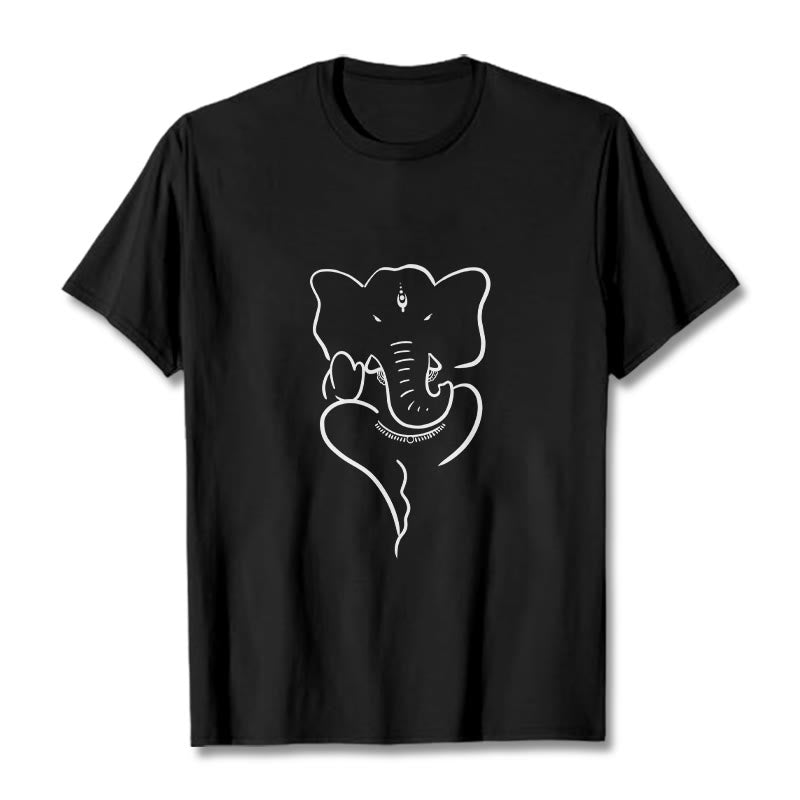 Nimara Ritual Ganesh Elephant Sketch Pattern Tee T-shirt