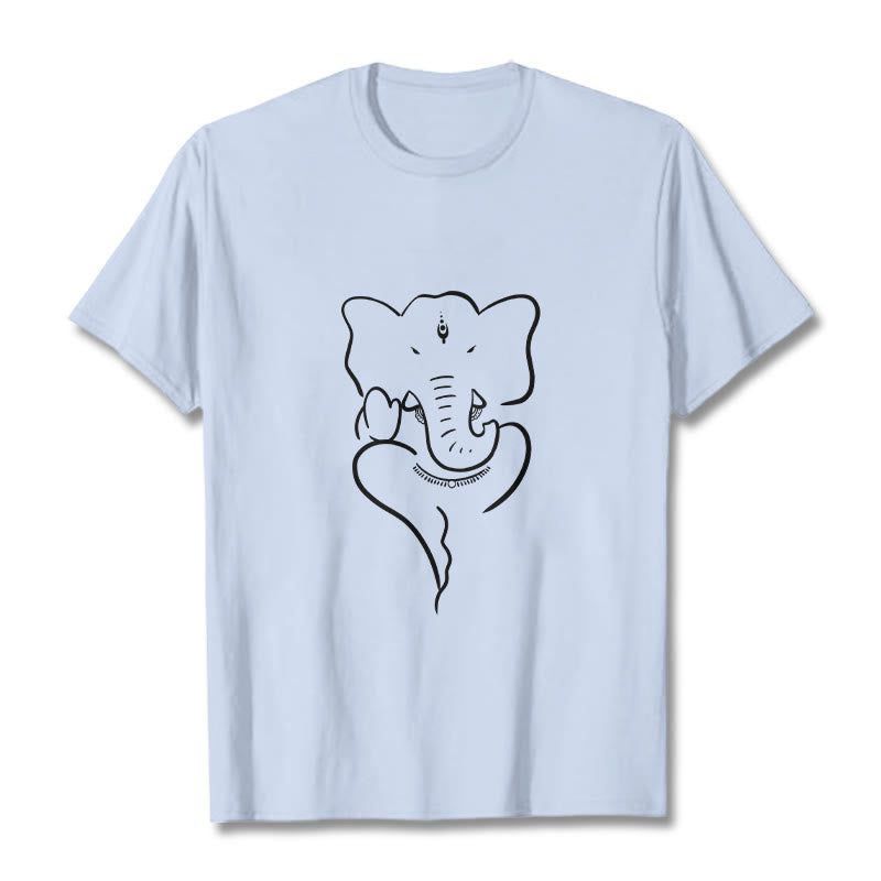 Nimara Ritual Ganesh Elephant Sketch Pattern Tee T-shirt