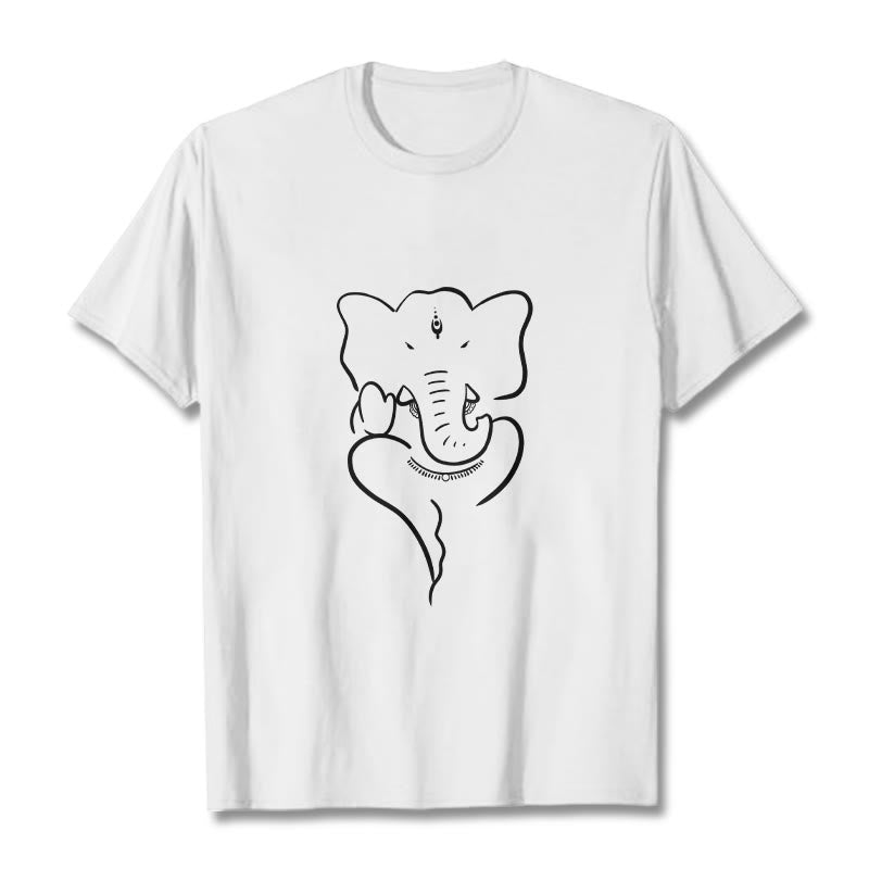 Nimara Ritual Ganesh Elephant Sketch Pattern Tee T-shirt