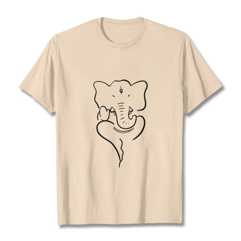 Nimara Ritual Ganesh Elephant Sketch Pattern Tee T-shirt