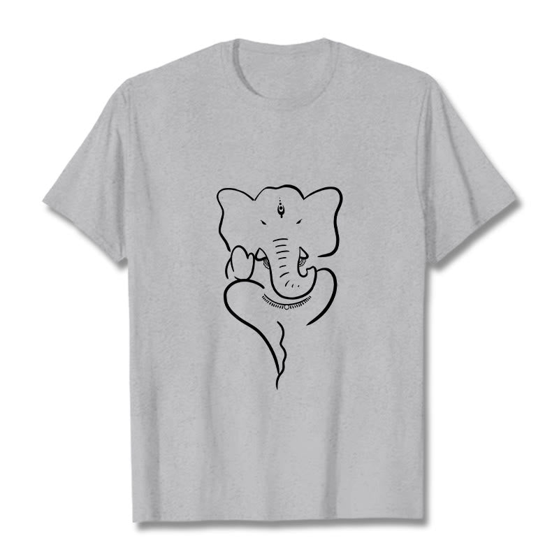 Nimara Ritual Ganesh Elephant Sketch Pattern Tee T-shirt